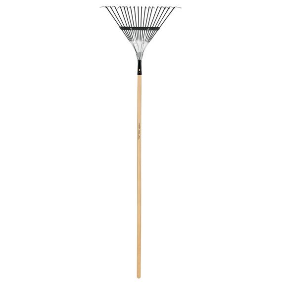 Fűseprű, rugós, fém, 46cm széles fej, 18 ágú, teljes hossz: 155cm