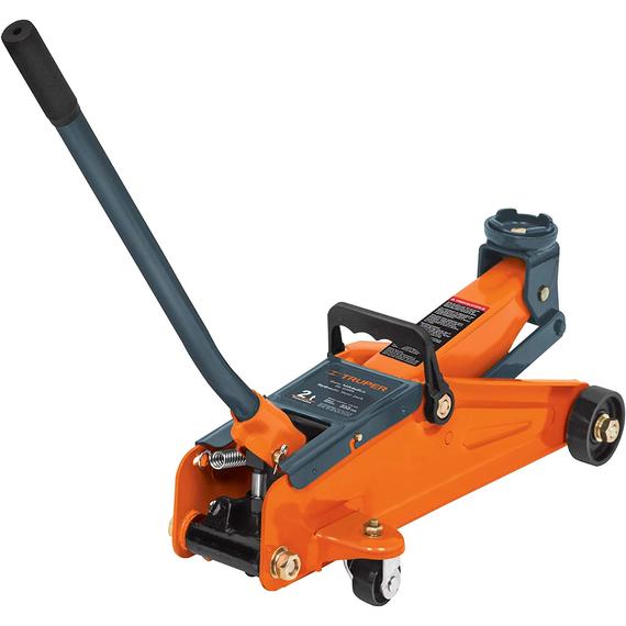 Hidraulikus emelő, 2 tonnás, erősített, forgatható hátsó kerék, 10kg, emelési kapacitás: 125-355mm-ig